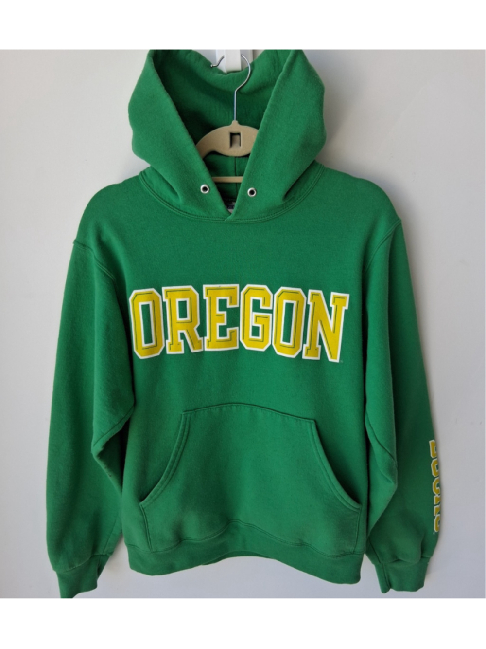 Vintage 90s Y2K Oregon Ducks Adult Small NCAA Hoodie Sweatshirt Green Jerzees